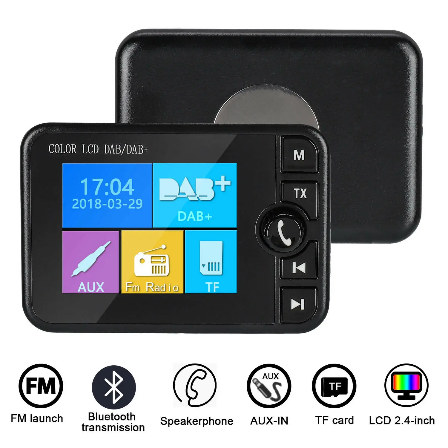 

DAB Radio Receiver Colorized Screen Support Bluetooth Music Calling Answer for Car SL@88