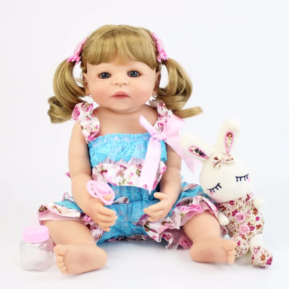 55 см полностью силиконовая виниловая Кукла Reborn Baby Doll Игрушки для девочек Bonecas 22 дюймов для новорожденных блонд принцесса Bebe живыми младенцами Рождественский подарок на день рождения