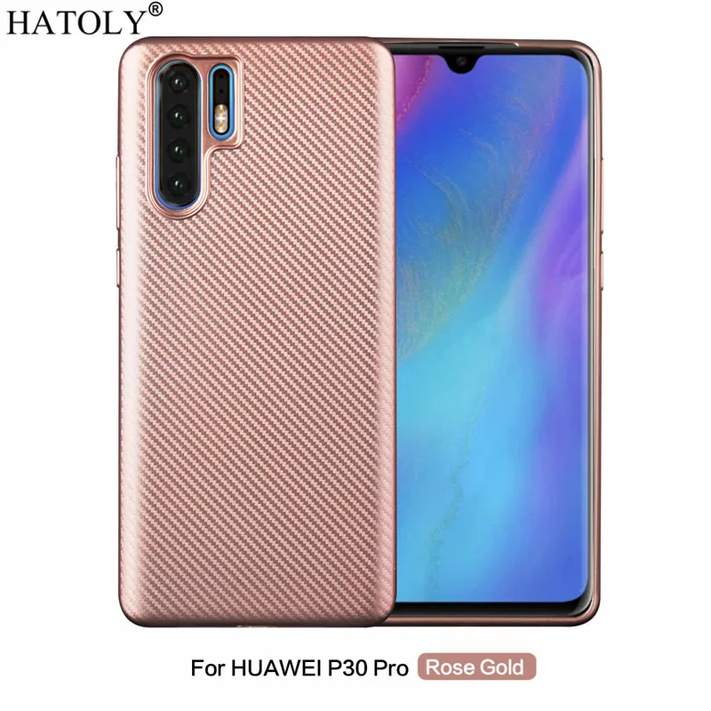 Чехол HATOLY для huawei P30 Pro Ультратонкий Мягкий ТПУ/углеродное волокно задняя крышка