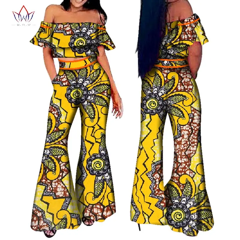 

New Fashion African Dress Women 2 Pieces Set Women Sleeveless and Casual Tops Dashiki Print Pants African Women Clothing WY2759