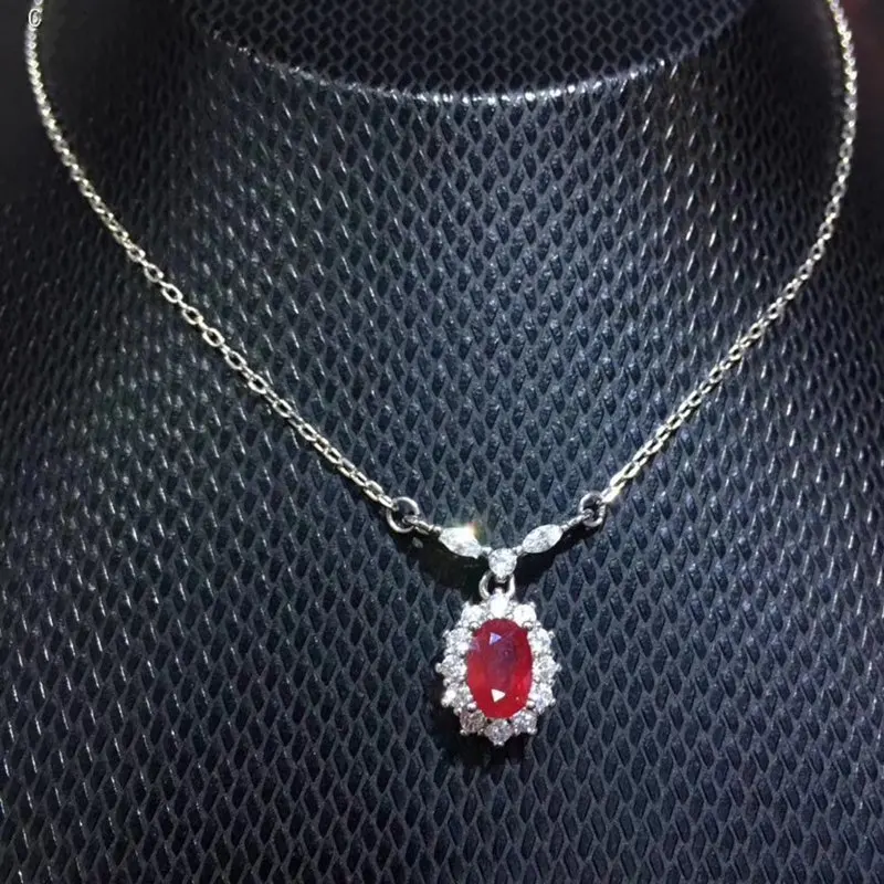 Ruby necklace with pendant Free shipping Natural real ruby 925 sterling