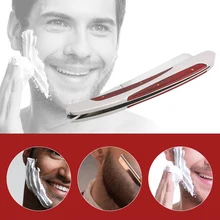 Парикмахерская бритва с прямым краем, складной бритвенный нож 440C, лезвие из нержавеющей стали, инструмент для бритья, ручка из дерева и нержавеющей стали