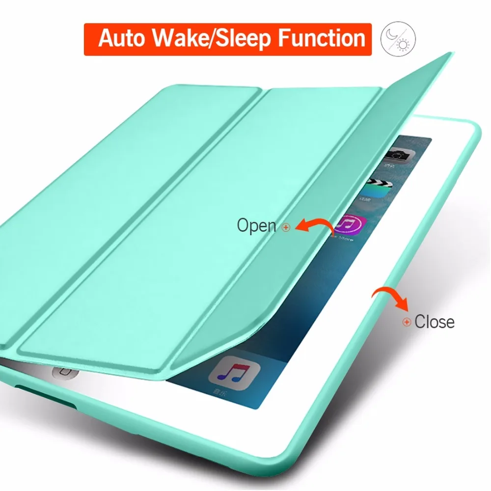 

For IPad Case TPU Back Folio Stand With Auto Sleep Wake Up PU Leather Smart Cover for iPad 4 3 2 Case