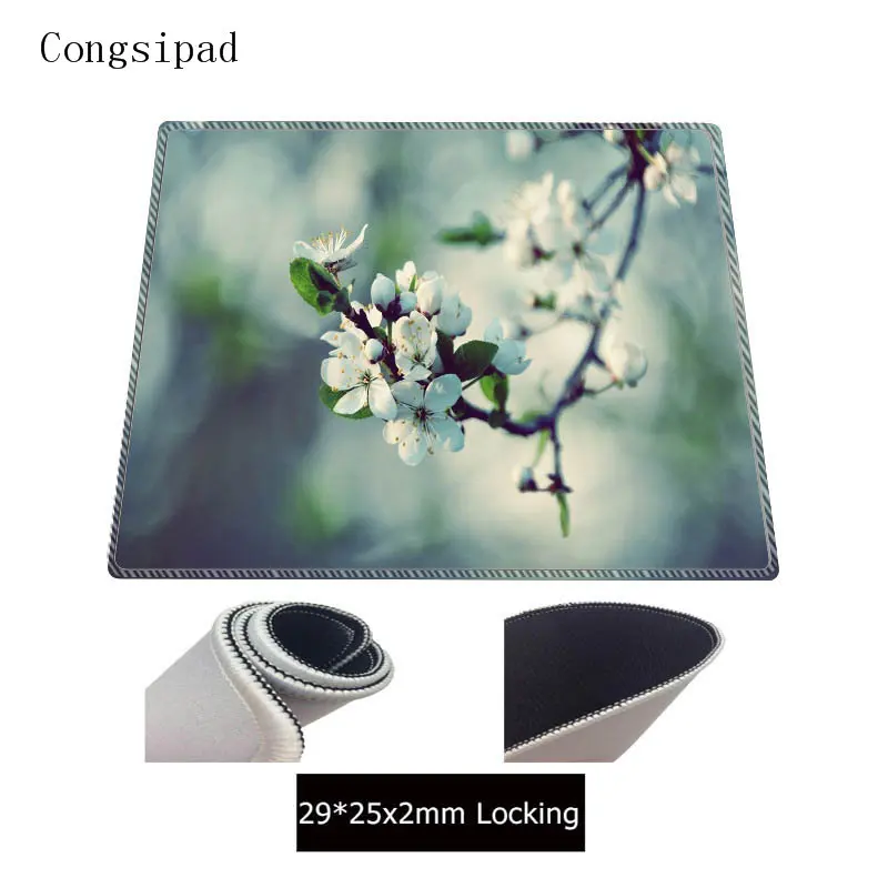  Congsipad Beautiful White Cherry Flower Large Lock Edge Mouse Pads Gaming Rubber Gamer Soft Comfort