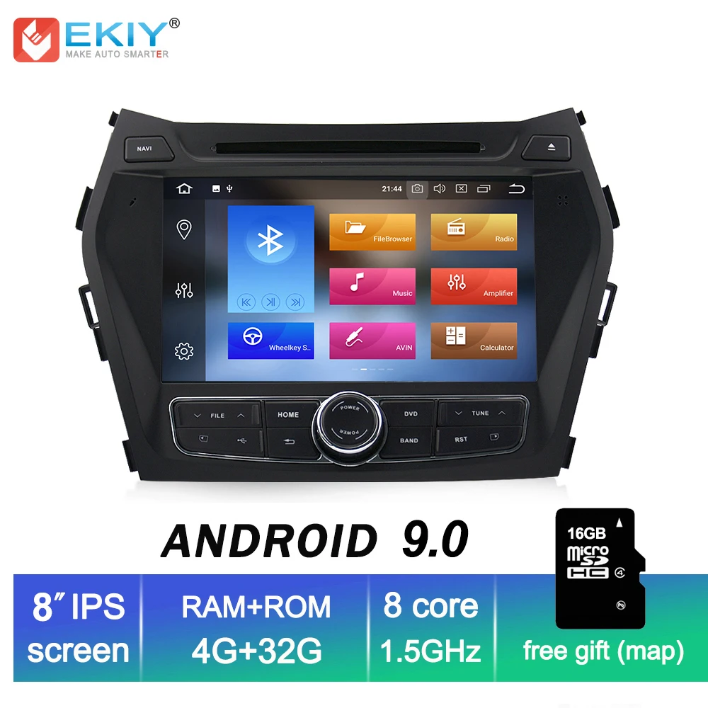 EKIY ips 2din Android 9,0 автомобильный DVD мультимедийный плеер для hyundai Santa Fe IX45 Авторадио gps Навигация стерео музыка аудио плеер