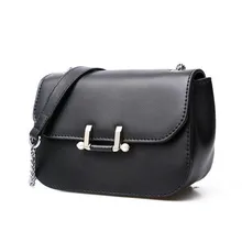 2016 Autumn New Arrival Women Ladies Simple Causal Solid Black Genuine Leather shoulder Flap Bags High Quality
