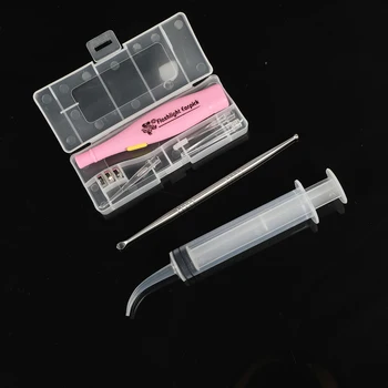

New Tonsil Stone Remover Tools LED Light Ear Wax Remover Stainless Steel Earpick With 3 Tips Irrigator Syringe Clean Care Tool