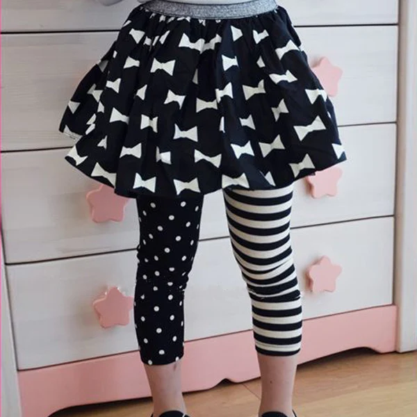 New Lovely Soft Cotton Kids Girls Dance Leggings Polka Dot Stripe Trousers Render Pants 1 9Y