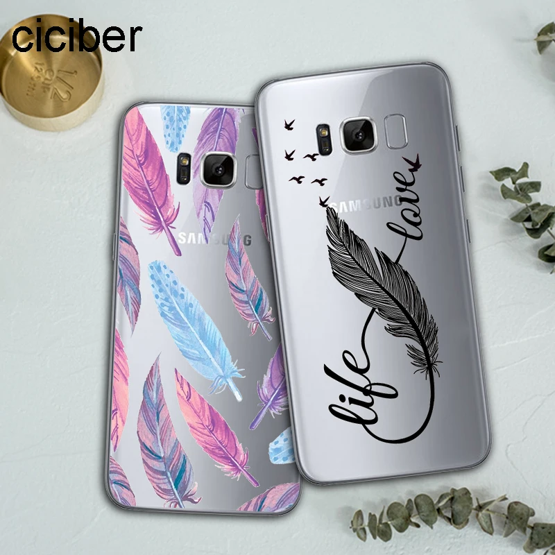 

ciciber Colorful Cartoon Feather Case For Samsung Galaxy S7 Edge S8 S9 Plus J5 J7 2016 Note 8 Cover Soft TPU Phone Case