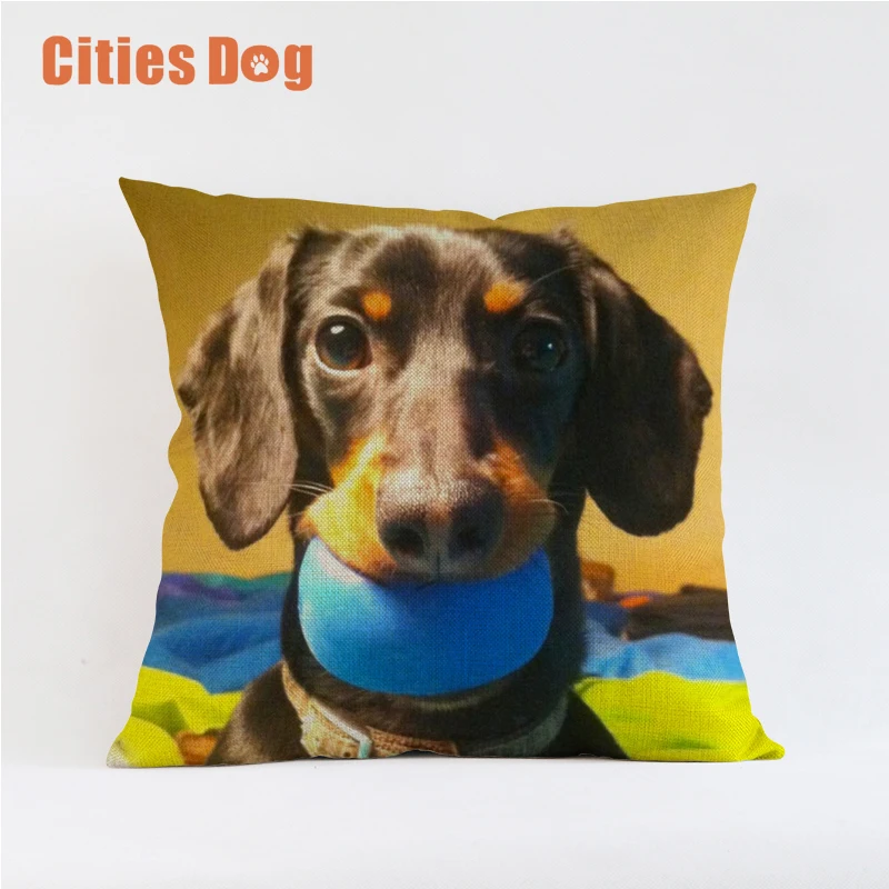 Декоративные подушки cojines coussin decoracion para el hogar льняные для животных Такса собаки 45x45