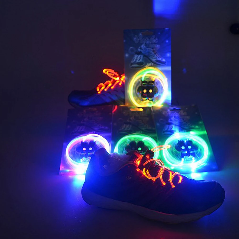 Led шнурки для спортивной обуви Сияющие туфли строки круглый Flash светлые шнурки Светящиеся без галстука ленивый шнурки Горячий Новый