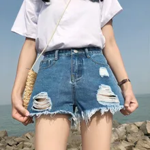 Европейский стиль женские джинсовые винтажные Шорты Средняя талия кисточка дырки джинсовые шорты Уличная одежда сексуальные широкие шорты для лета