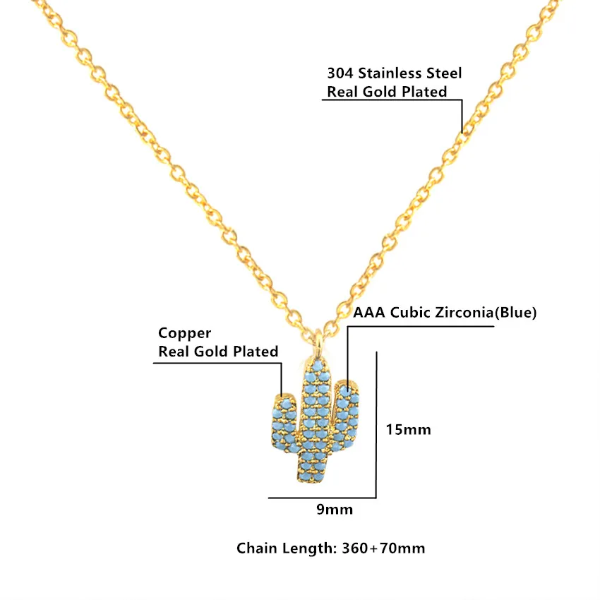 V привлечь богемный Стиль CZ кактус Ожерелья для мужчин себе ювелирные изделия золото Цвет Нержавеющая сталь цепи Чокеры для, женская обувь