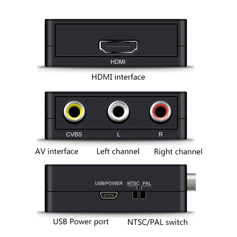 HDMI К AV скейлер адаптер HD видео конвертер коробка HDMI к RCA AV/CVSB L/R видео 1080P HDMI2AV Поддержка NTSC PAL