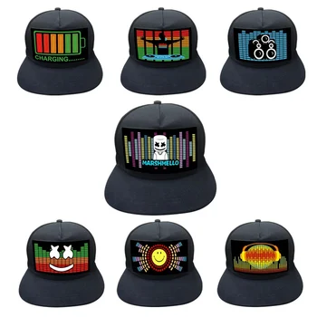 

Man Woman DJ LED Flashing Hat Light Up Sound Activated Baseball Cap With Detachable Screen For Party