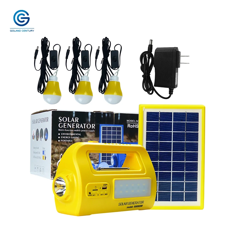 

GCSOAR SG0503W 6V 3W Portable Solar Lighting Kit With FM Radio USB Port Multifunction Home DC Solar Generator System