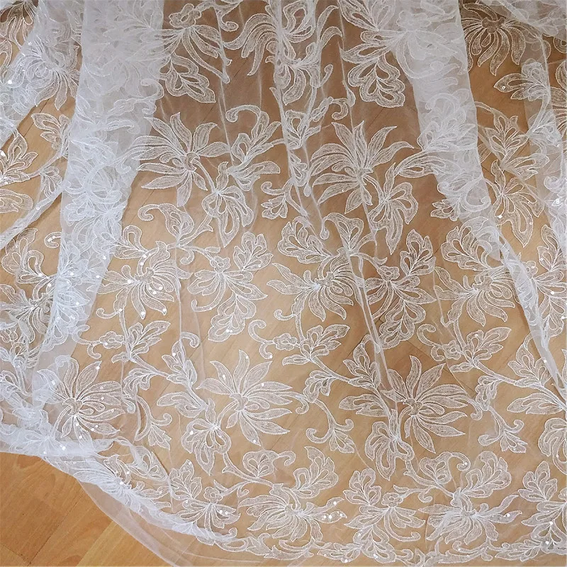 

Light weight flowing tulle mesh embroidery sequins lace fabric 1 yard! Lady dress sewing curtains fabric diy lace fabric 2019!