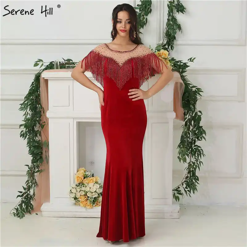 wine red gown designs