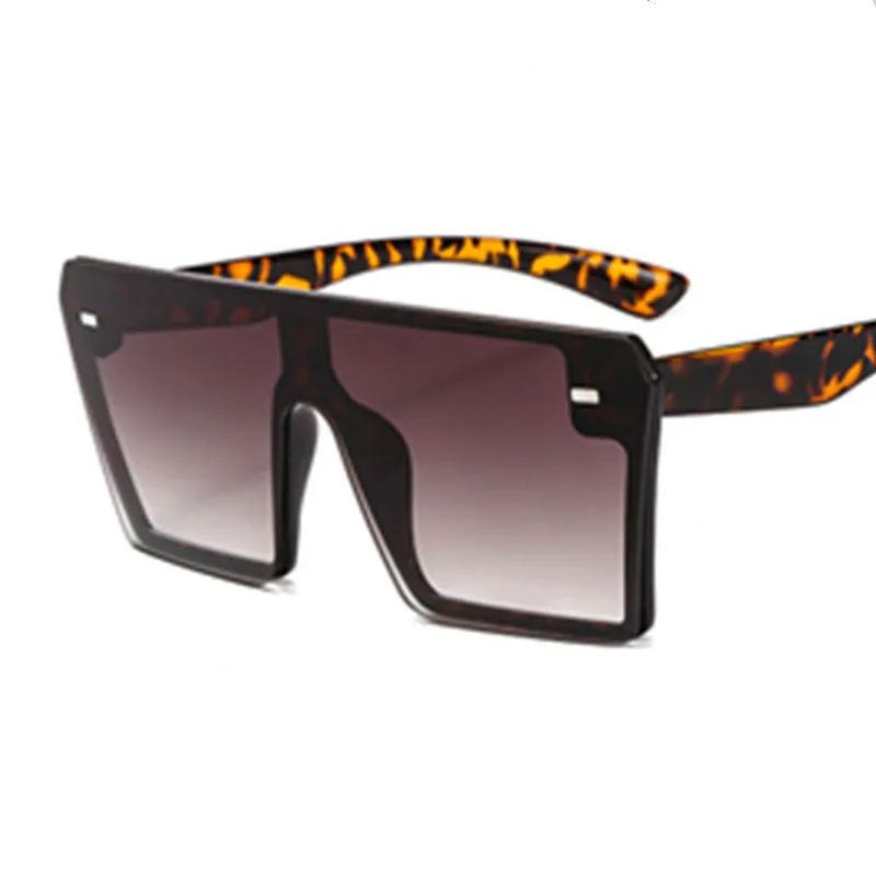 c3 leopard.brown Плоские квадратные солнцезащитные очки знаменитостей, большие размеры, женские градиентные очки, мужские брендовые дизайнерские очки - Цвет линз: c3 leopard.brown