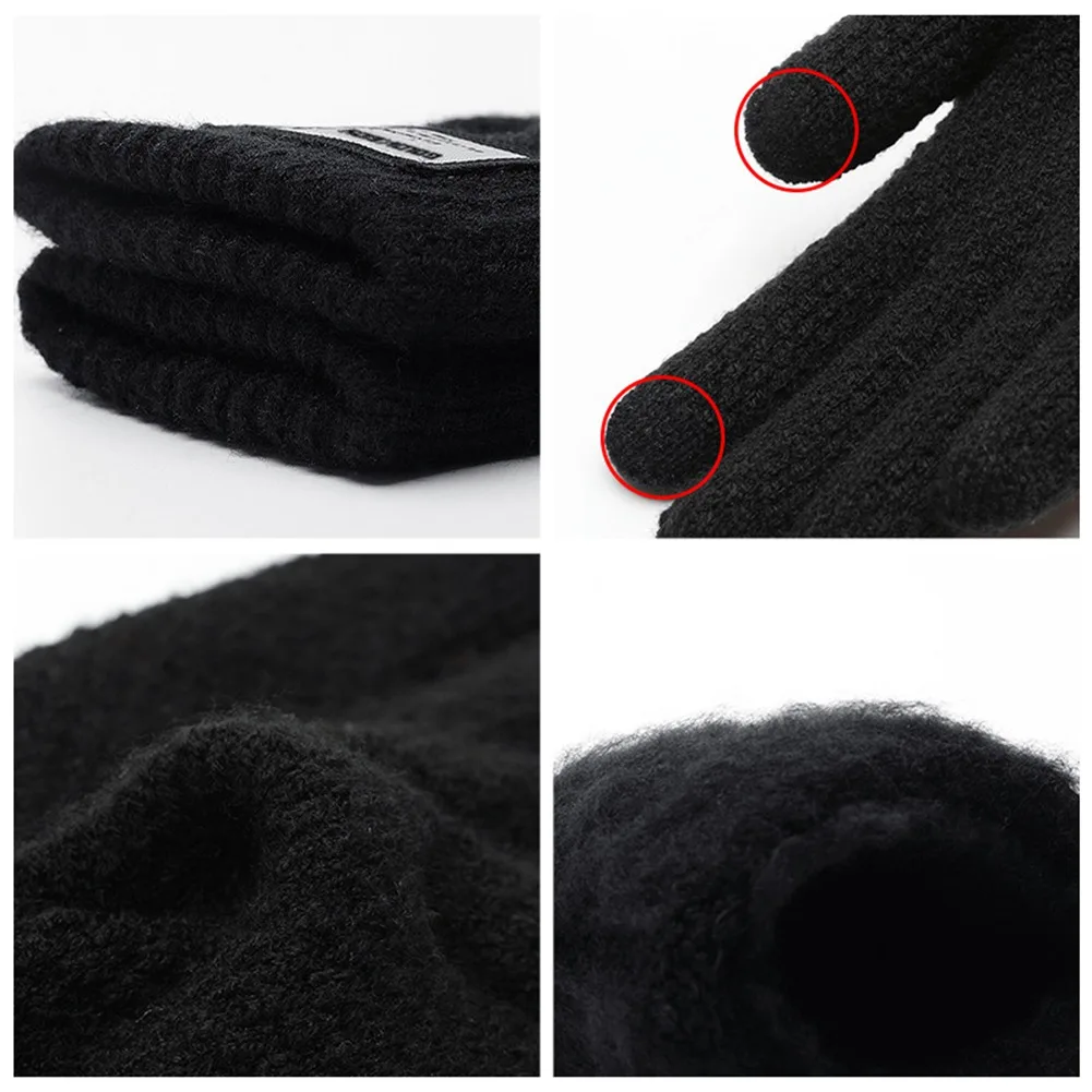 Зимние осенние мужские вязаные перчатки с сенсорным экраном, высокое качество, мужские утолщенные теплые шерстяные кашемировые однотонные перчатки, мужские варежки, деловые