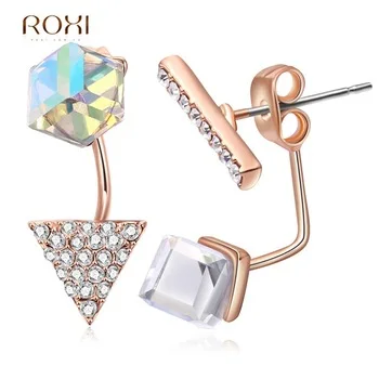 2017 ROXI Charms Stud Earrings for Women Rose Gold Personality Geometric Earrings Lady Fashion Jewelry Wedding Engagement Party