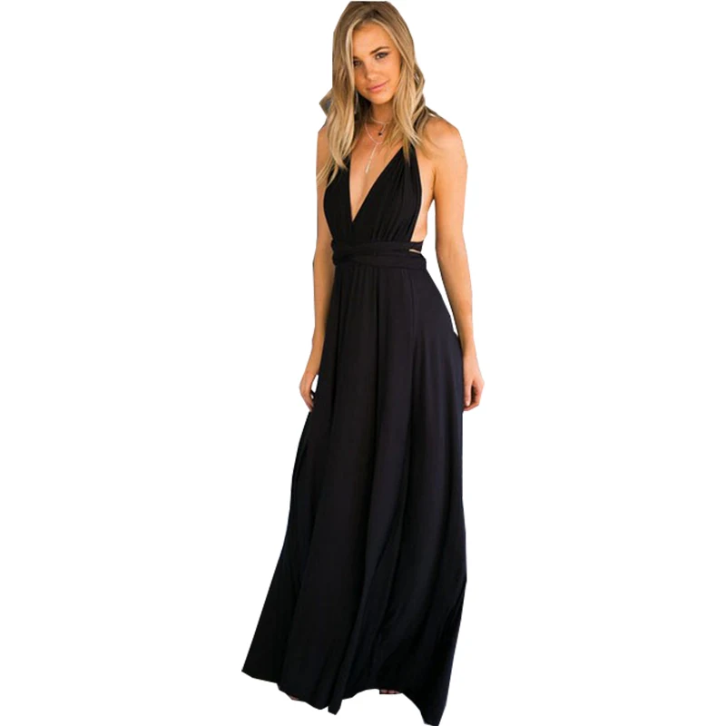 

AliExpress Europe dresses for women long red Sexy v neck Bandage strap maxi Dress clothing Vestidos BLK980