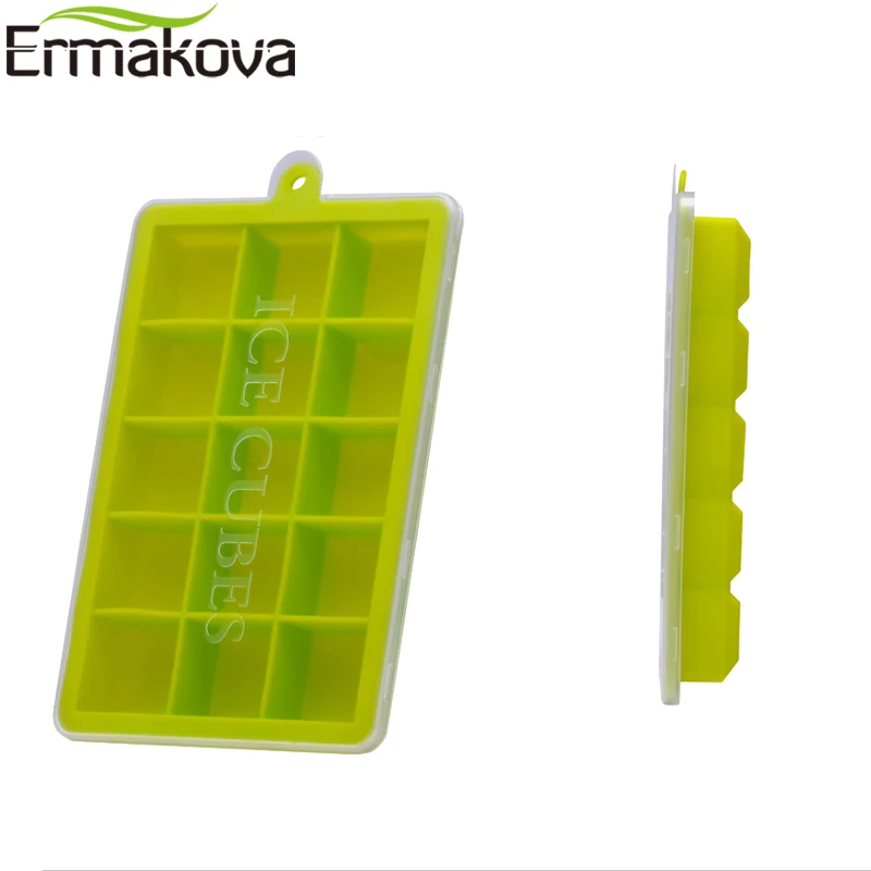 ERMAKOVA Silicone Ice Cube Mold Tray with Lid Easy Release Square Ice Tray Mold Holder Ice Cream Maker Jelly Pudding Mold images - 6