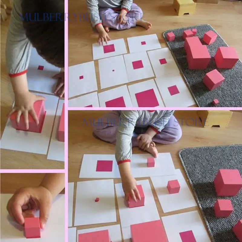 Montessori Paper Pink card and Pink tower Baby Toy Early Childhood Education Preschool Kids Educational Children Gift G2064Z Montessori Paper Pink card and Pink tower Baby Toy Early Childhood Education Preschool Kids Educational Children Gift G2064Z