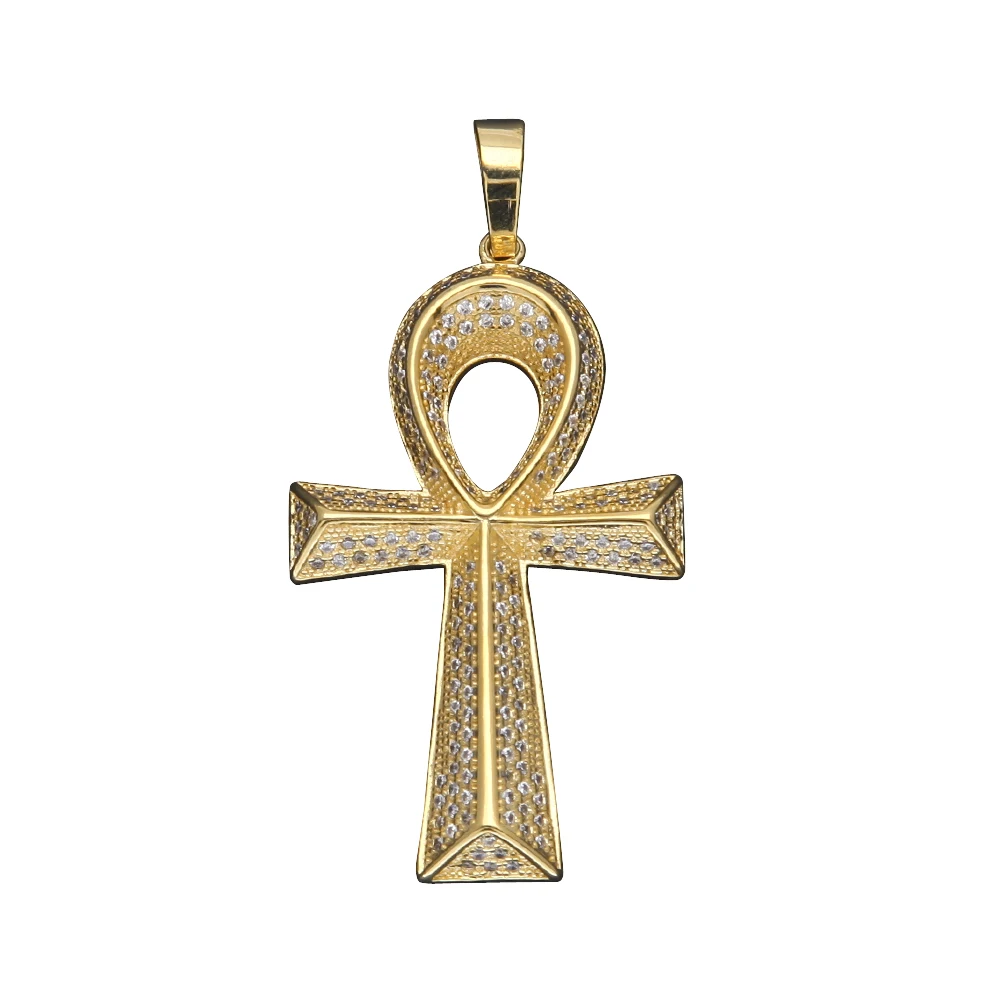 Новинка, подвески Ankh, ожерелье серебряного цвета с кубическим цирконием, Египетский ключ жизни, ювелирные украшения в стиле хип-хоп