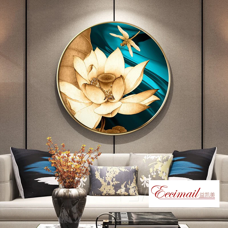 EECAMAIL китайский стиль гостиной алмазная живопись Золотой светильник роскошный лотос спальня прикроватная вышивка крестиком 5D Полный алмаз