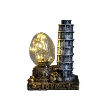 

Home Decor European Italian Pisa Leaning Star Light Model Decor Figurines Creative Resin Architecture Handicrafts Fashion Gifts