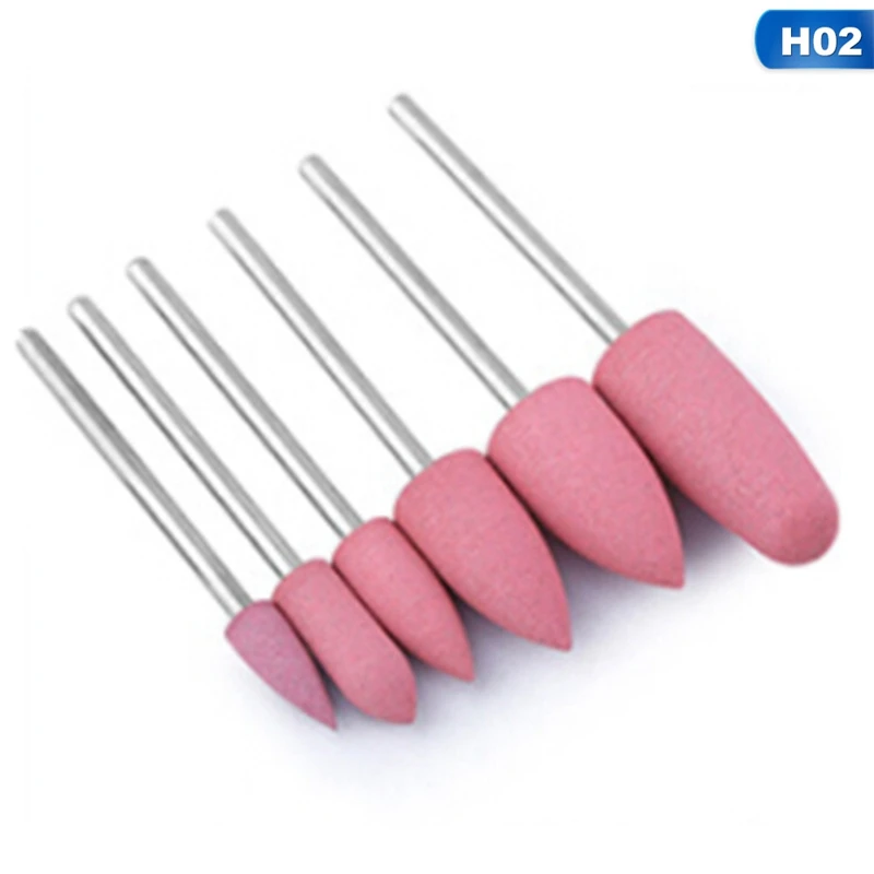 6pcs/bag Diamond Silicone Nail Drill Bit Set Electric Machine Burrs Accessories Milling Cutter for Manicure Remove Nail Gel Tool - Цвет: 02