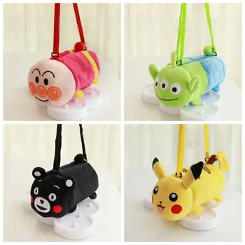 

1pc 25cm cartoon Anpanman Baikinman stitch Kumamoto bear plush hand bag travel decoration phone bag stuffed toy girl lady gift