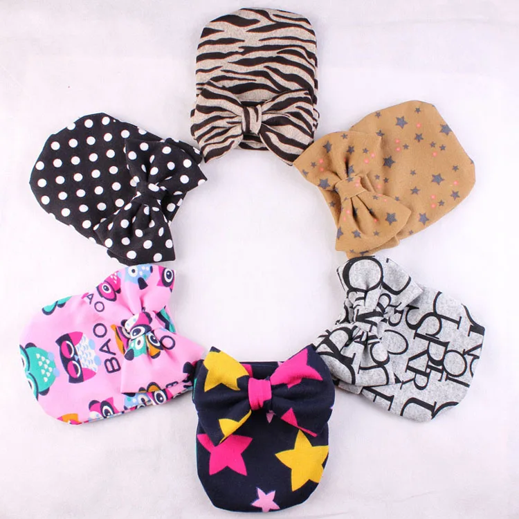 Wholesale Newborn Hospital Hat with Bow Baby's 1st hat and Bow Newborn Hat Baby Girl Hospital 