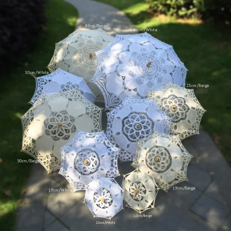 

Ameliebridal Handmade 10pcs Set Teaparty Table Decorated Baby Shower Party Lace Parasol Umbrella Wedding Decoration