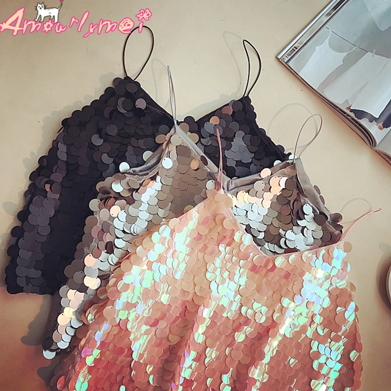 Sequin Cami сексуальный укороченный топ, летний женский топ на бретельках, тонкий топ с открытой спиной, Обрезанные Топы