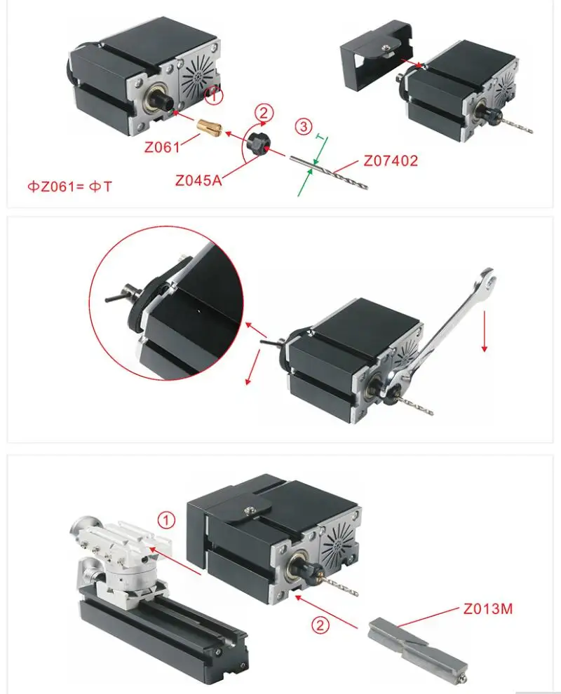 Thefirsttool TZ10002MS большая мощность мини мета шестивальный сверлильный и фрезерный станок 12000r/мин 60 Вт мотор для детей DIY Лучший подарок