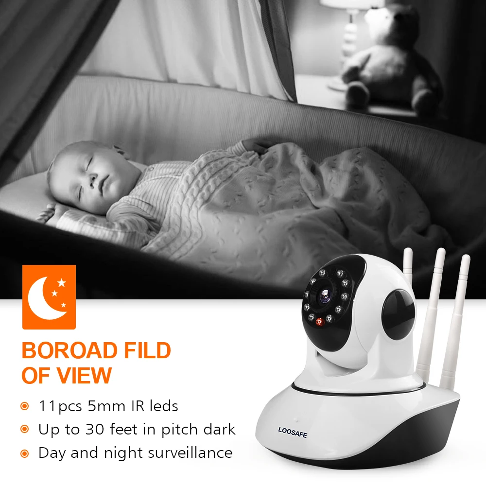  Loosafe 2MP Nube Hd Ip di Wifi Della Macchina Fotografica di Visione Notturna di Sicurezza Domestic