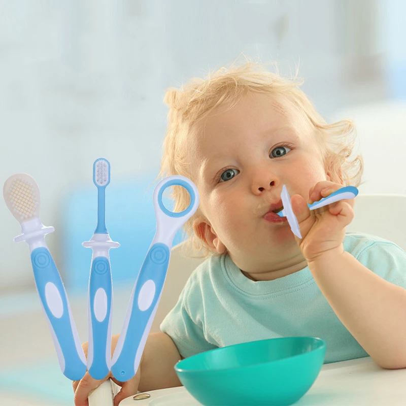 

3pcs/set Kids Soft Silicone Training Toothbrush Baby Children Dental Oral Care Tooth Brush Tool Baby Kids Teething Teether