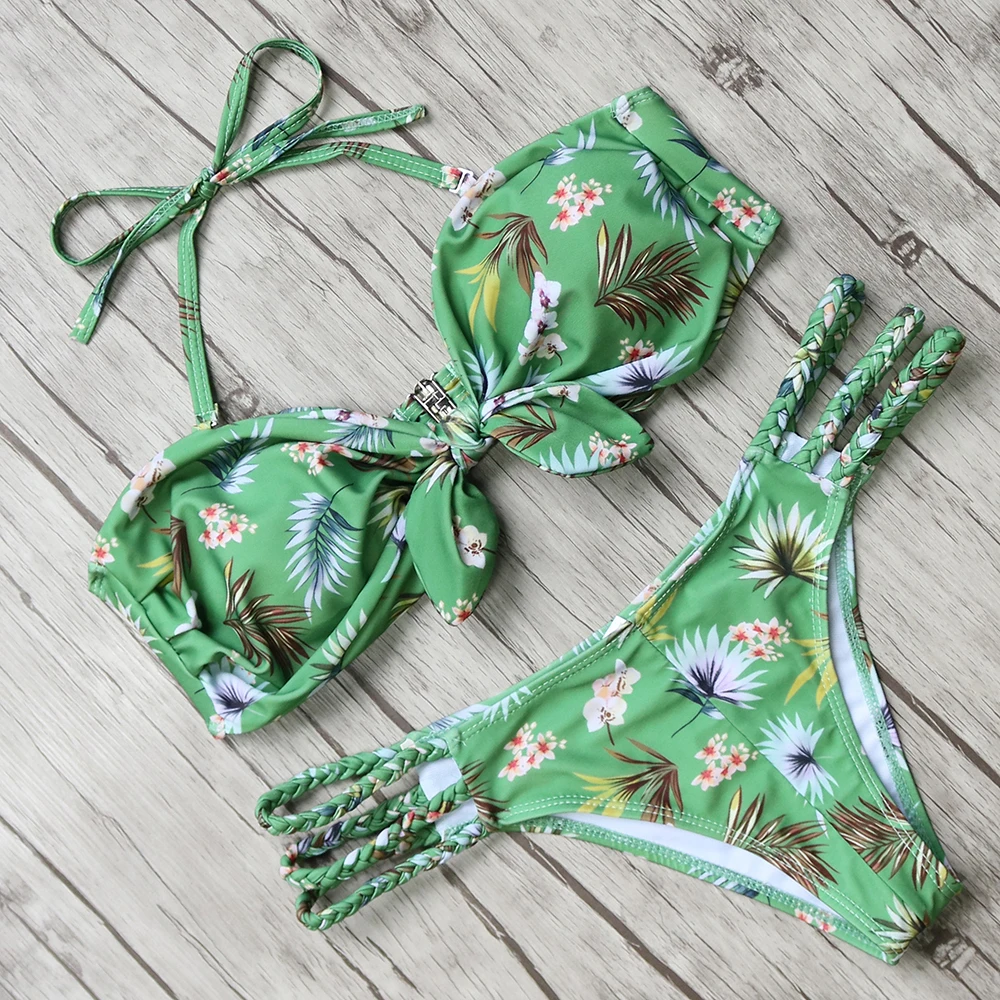 

Bikini 2017 Solid Swimwear Women Bandage Sexy Brazilian Bikinis Maillot De Bain Femme Beach Bathing Suit Push Up Swimsuit Women