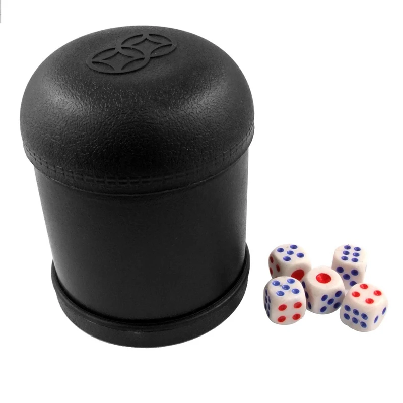 Паб KTV казино настольная игра; игрушка черные пластиковые кружки для встряхиваний коробка w 5 шт кубики