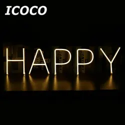 ICOCO DIY Письма Форма неоновый свет настенный ночь для фестиваля День рождения свадьбы домой Украшения в спальню Прямая поставка (от A до Z)