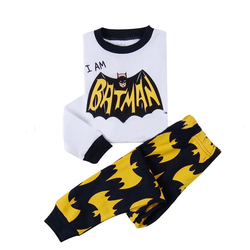 Для От 2 до 8 лет, футболка с Бэтменом для мальчиков зима хлопок Одежда для сна; пижама из 2 предметов