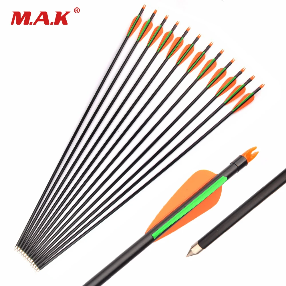 6/12/24 Pcs Fiberglass arrows 30 inches Spine 500 OD 8 mm 2 Orange 1