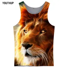 YOUTHUP,, мужские майки, 3D принт, реалистичный Лев, повседневный крутой жилет, спортивная одежда для бодибилдинга, мужские летние футболки размера плюс 5XL