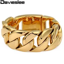 Davieslee мужские цепи тяжелый браслет 316L Нержавеющая сталь Золото Цвет Панк ювелирные изделия Круглый Снаряженная кубинская толстое звено 31 мм LHB127