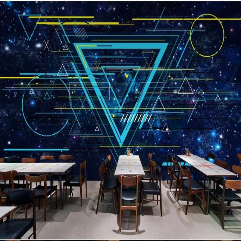 

Modern science fiction creative starry universe cosmic line bar KTV background wall
