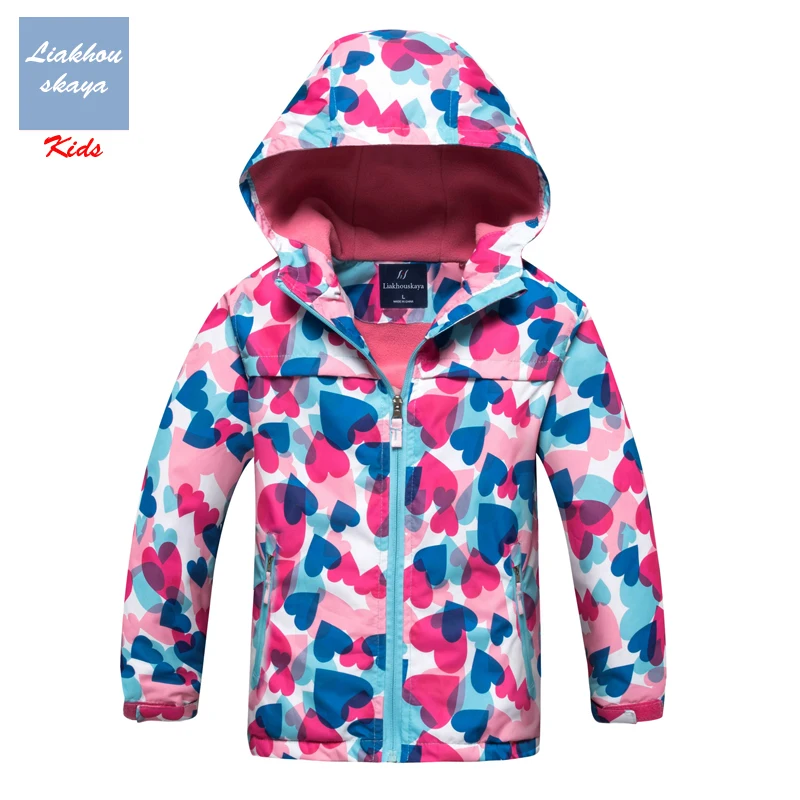 Liakhouskaya/ г. Весенняя модная детская флисовая куртка для девочек; Casaco; Пальто с цветочным принтом; верхняя одежда; Детские ветровки; водонепроницаемые