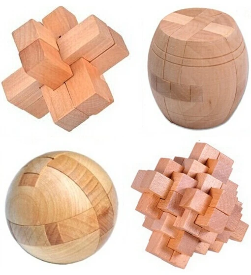 4 шт./лот Классический 3D деревянные головоломки IQ Логические Блокировка Burr Паззлы игры игрушки для взрослых Для детей