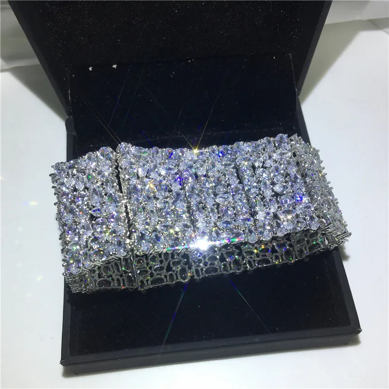 Роскошный женский браслет AAAAA Циркон cz серебряные цвета массивные вечерние свадебные браслеты для Модные женские украшения